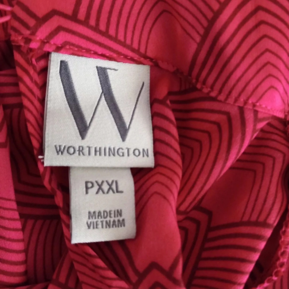 Worthington Size PXXL Bow Tie Blouse Red Color Long Sleeve New With Tag $25 - Picture 11 of 12
